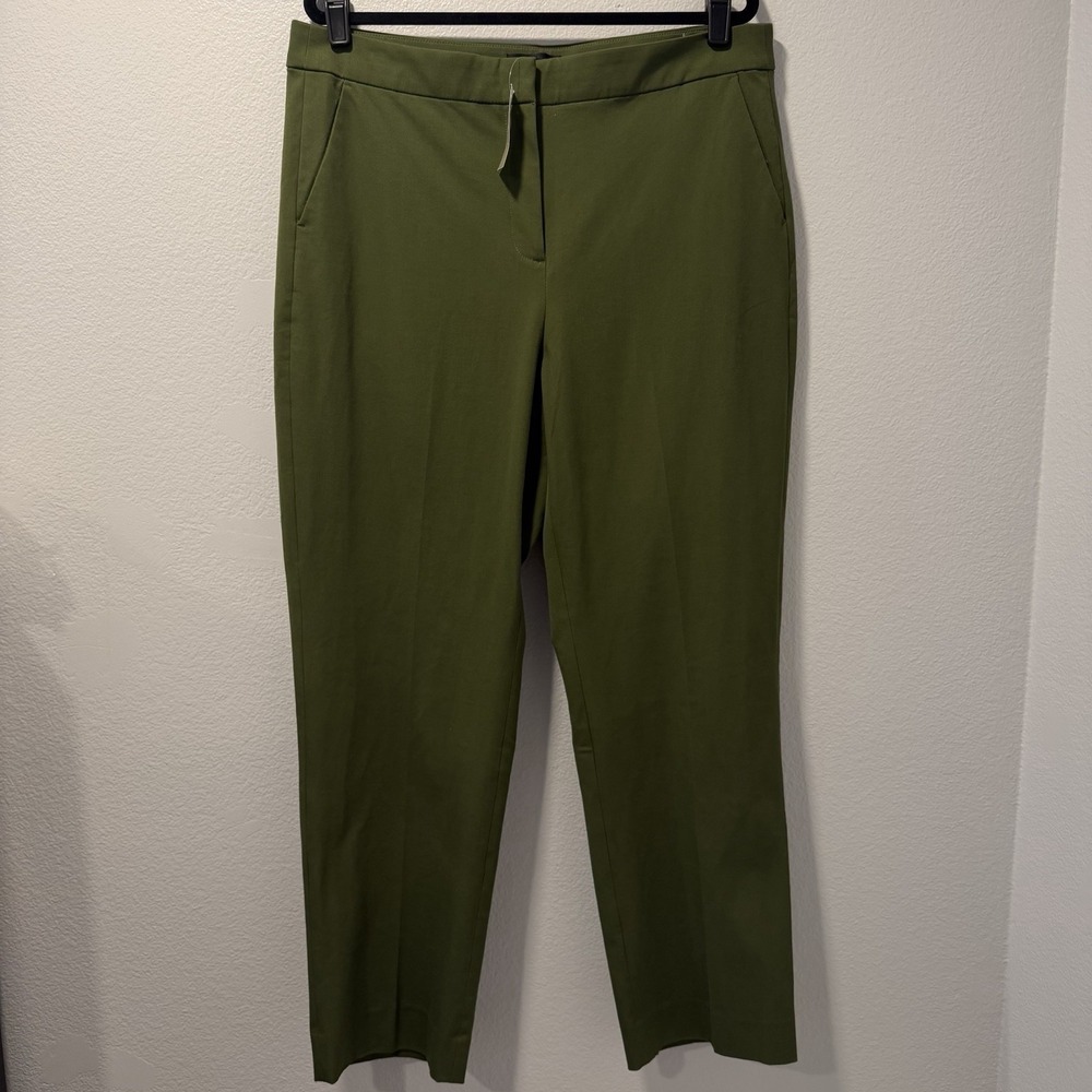 J.Crew Size-16/Tall Womens Pant Straight Leg Pants Olive Green Sretch